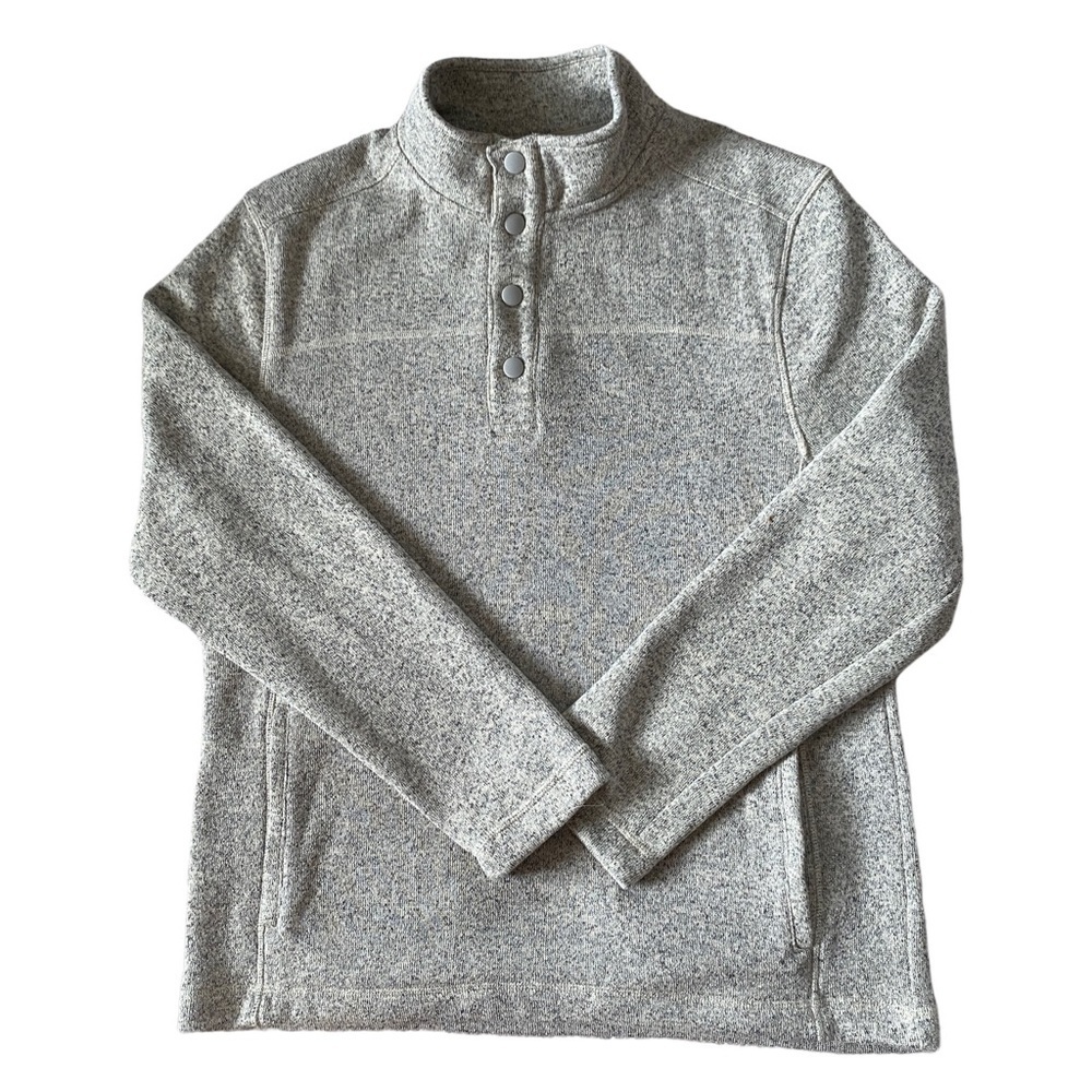 Bass men’s long sleeve collared pullover sweater size medium front pockets